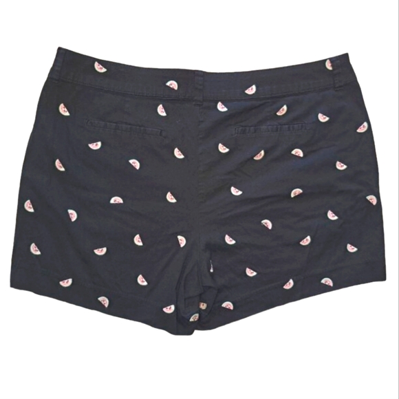 St. John's Bay Black Watermelon Print Embroidered Shorts Plus Size 18 - Picture 2 of 4